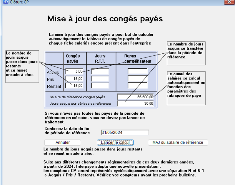 Mise à jour des congés payés 2024